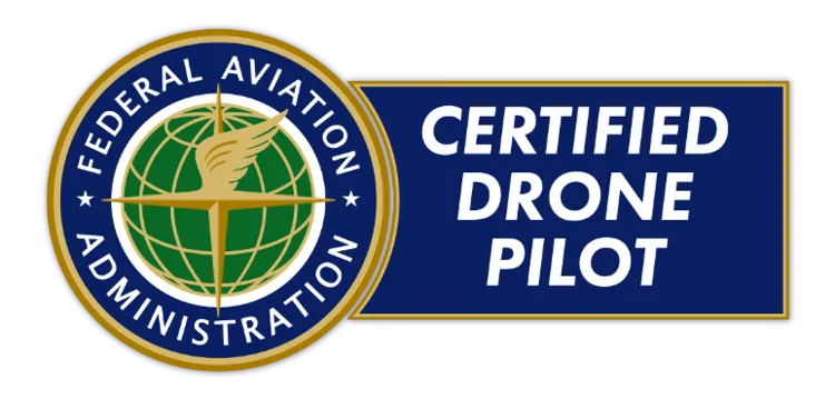 Certified Drone Pilot badge with Federal Aviation Administration logo
