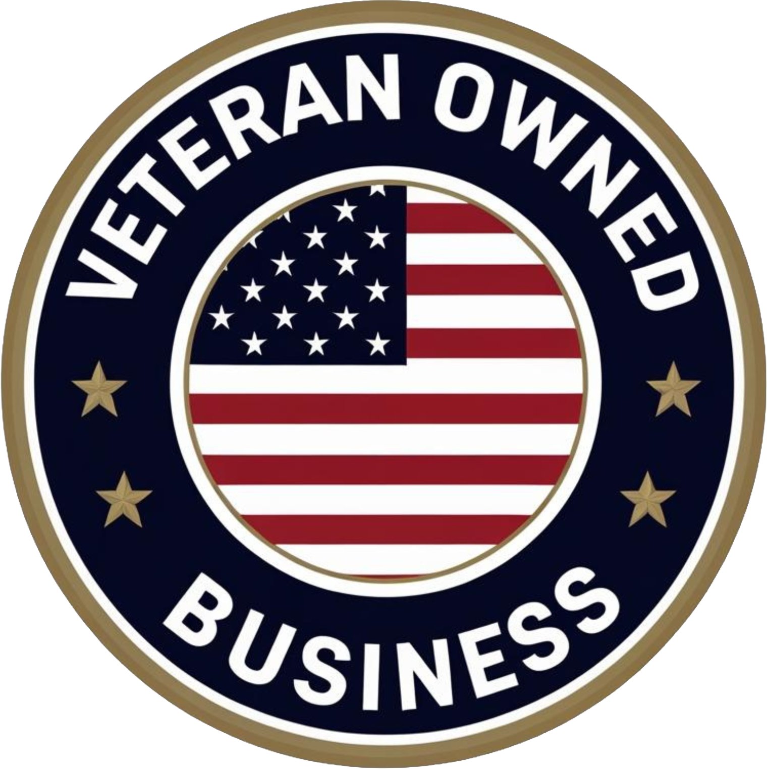 Logo for veteran-owned business with American flag design on a white background